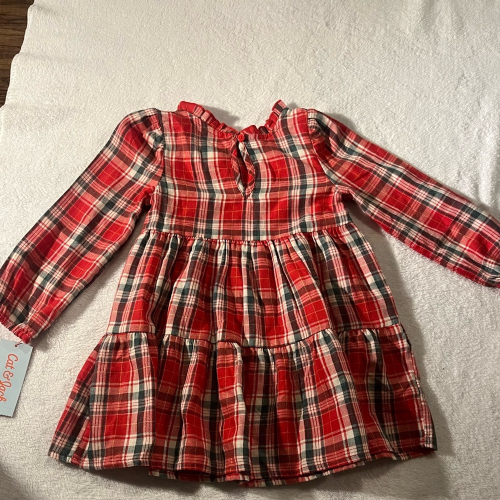 🩷5/$25 Cat & Jack Red Plaid Dress 3T